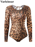 S - XXL New Sexy With Shorts Leopard Long Sleeve One Piece Swimsuit Women Swimwear Female Padded Bather Bathing Suit Swim V7348