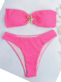Contrast Binding Bandeau Bikinis 2026 Women Sexy Swimsuit Solid Padded Swimwear Female Bathing Suit Swimming Summer Beachwear