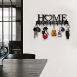 Metal Wall Mount Key Holder With Ten Hooks Design Style
