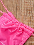 Shiny PU Mini Micro Bikini 2025 Women Swimsuit Female Brazilian Swimwear Two Pieces Bikini Set High Cut Bathing Suit Swim Lady