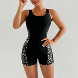 Black Sports One Piece Swimsuit Women Swimwear Summer Boyleg Monokini Biquinis Surfing Bathing Suit Bodysuit 2026 New Beach Wear