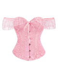 Corset's new retro lace fishbone body-shaping shirt with shoulder straps and bubble sleeves gathered to hold the sternum.