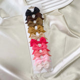 10Pcs/card Grosgrain Ribbon Bows Hair Clips For Girls Small Trailing Bowknots Hairpins Headwear Kids Hair Accessories