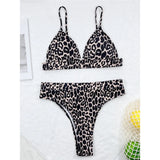 Sexy Leopard Padded Female Swimsuit High Waist Bikini Women Swimwear Two-Pieces Bikini Set Bather Bathing Suit Swim Lady V3446