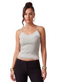 Women's Summer Solid Color Slim Fit Camisoles Spaghetti Strap Stylish Lace Trim Crop Tops