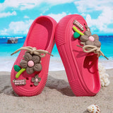 2025 Summer Women Slippers Cute DIY Flower Platform Sandals Casual Indoor Outdoor Clogs Beach Slides Female Home Garden Shoes