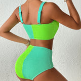 2026 High Waist Bikinis Patchwork Swimsuit Women Sexy Swimwear Female Bathers Bathing Swimming Swim Suit Beachwear