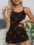 Women Sleepwear Summer Two-piece Pajamas Set Casual Leopard Printed Camisole Tops and Shorts Homewear Suit Loungewear