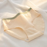 1-Pack Women's Ribbed Cotton Panties Breathable Soft Daily Underwear Low Rise Briefs Solid Color 7 Colors Lingerie Size M-XL