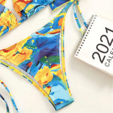 S- XXL Leopard Printed Long Sleeve Bikini Women Swimwear Female Swimsuit Three-Pieces Bikini Set Bather Bathing Suit Swim V3193Y
