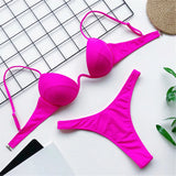New Sexy V-bar Underwired Bra Push Up Bikini Women Swimwear Female Swimsuit Two-pieces Set V Wire Bather Bathing Suit Swim V1732