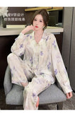 Spring and summer new Chinese style pajamas, ice silk long sleeves, large size home clothes set, retro buckle home clothes