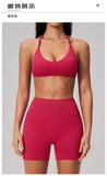 2 Pieces Seamless Yoga Sets Women Solid Color Sports Bra Tight Fitting Peach Buttocks Shorts Fitness Suit Gym Running Tracksuit