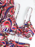 New Sexy 3 Pieces Suit for Women Neck Hanging Bikini Set+Cover-up Swimwear Sunproof Tankini High Waist Shorts Swimsuit Beachwear