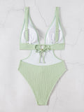 Deep V Neck Cut Out Women Swimwear One Piece Swimsuit Female High Leg Cut Monokini Bather Backless Bathing Suit Swim Beachwear