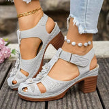 Plus Size 43 Thick Heel Rome Sandals Women Closed Toe Ankle Strap Summer Sandles Woman Flowers Platform High Heeled Sandals