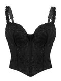 Sexy Lace Underwire Diamond Fishbone Crop Top Hot Girl Slim Fit Tank Top Women Top Deep V Suspenders Sleeveless Fashion J5O9