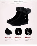 Plush Womens Boots Comfortable Hick-soled Fur Shoes Fashion Ladies Shoes Zipper Women Vulcanized Shoes Anti-slip Chaussure Femme