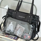 College Style Crossbody Bag with Ribbon Large Capacity for Class Book Carrying Mailman Bag Girls Bow JK Shoulder Ita Bag Handbag