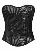 Women’s Tie-Dye Lace Boned Bustier, Sexy Strapless Corset Top, Hollow-out Breathable Slimming Shapewear