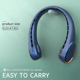 Portable Neck Fan 360° Cooling Portable Strong Wind Fan with Adjustable Speed 5200mah Rechargeable Mute Bladeless Neck Fan