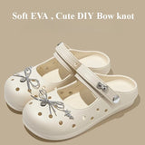 Cute DIY Bow Knot Indoor Street Slippers For Women Fashion Clogs Female Summer Shoes Soft EVA Anti-slip Ladies Home Beach Slides
