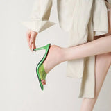 Spring and Summer New Style Fashion High Heels Women's Slippers Pointed Tip Concise Sexy Party Women's Shoes High 8cm Size 35-43