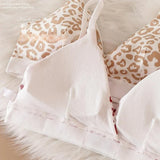 Women Seamless Bra Set Low Waist Panties Leopard Bralette Sexy Lingerie Set Vneck Sport Brassiere Female Cotton Underwear Set