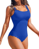 2026 Sexy Ruffle Swimsuit One Piece Solid Swimwear Women Bathers Bathing Swimming Swim Suit Female Beachwear XXL