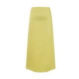 Women's Summer High Waist Skirt Solid Color Long Satin Skirt for Travel, Beach, Shopping