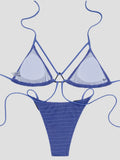 Sexy Wrinkled Halter High Cut Bikini Female Swimsuit Women Swimwear Two-pieces Bikini set Hollow Out Bather Bathing Suit Swim