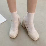 Patent Leather High Heel Mary Jane Shoes Women Elelgant Buckle Strap Platform Pumps Woman Chunky Heels Punk Lolita Shoes Female