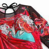 S - XXL New Printed Long Sleeve With Pants Women Swimwear One Piece Swimsuit Female Floral Padded Bather Bathing Suit Swim V7176