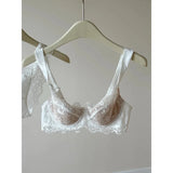 French Style U-Back Lace Minimizer Bra Set for Women | Big Bust Support Deep V Anti-Sagging | Sexy Summer Lingerie MOYISU Panty