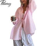 Phantasy Retro Casual Minimalist Style Striped Printed Button Down Long Sleeved Shirt Autumn Versatile Lapel Striped Loose Shirt