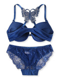 Hot selling 2-piece set of sexy red front button braissere beautiful back butterfly fashion bra push up women's set A2120