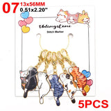 Cat Knitting Stitch Markers Metal Animal Enamel Charms Crochet Locking Knitting Markers Sew Accessories