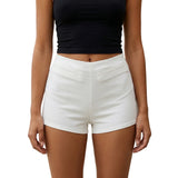 Women Summer Slim Fit Shorts with Pockets Elegant Solid Color Low Rise Mini Shorts for Beach Daily Wear
