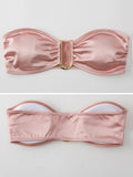 Shiny Bandeau Bikinis 2025 Strapless Bikini Female Swimsuit Women Swimwear Two-pieces Bikini Set High Cut Bathing Suit Swim Lady