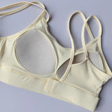 Women's Yoga Sports Bra Shock-Absorbing Gathered Front with Fine Strap Detailing Beautiful Back Design for Running Fitness Vest