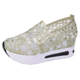 Spring Autumn Luxury Crystal Sneakers Women Breathable Mesh Sports Shoes for Woman Retro Low Top Platform Vulcanize Shoes Lady