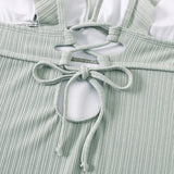 2026 Ruffle Swimsuit One Piece Solid V-neck Backless Swimwear Women Bathing Swimming Swim Suit Female Padded Beach Wear Summer