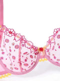 Sexy Ultra-Thin Transparent Flower Embroidered Lace Bra Large Bust Minimizer Anti-Sagging French Bikini Beach Holiday Style BXZL