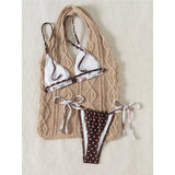 New Floral Flowers Dots High Cut Leg Bikini Women Swimwear Female Swimsuit Two-pieces Bikini set Bather Bathing Suit Swim V6964