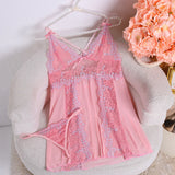 New Flowers Lace Vulgar Nightdress Casual Deep V Neck Spaghetti Strap Sleep Dress Women Sleepwear Dresses Sexy Lingerie Babydoll