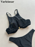 High Neck Underwired Bikini Female Swimsuit Women Swimwear Two-pieces Bikini set Brazilian Padded Bather Bathing Suit Swim V7514