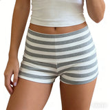Summer Women's Striped Fold Over Shorts Fashionable Casual Cozy Elastic Waist Pajamas Sleeping Shorts
