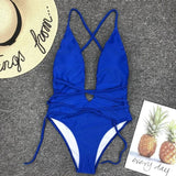 Sexy Deep V Neck Wrap Around Female Swimwear One Piece Swimsuit Women Backless Monokini High Leg Cut Bathing Suit Swim Beachwear