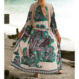 13 Colors Printed With Belt Crochet Knitted Tunic Beach Cover Up Cover-ups Beach Dress Beach Wear Beachwear Female Women K7201