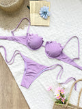 2026 Micro Bikini Set with Metal Ring Accent - Adjustable Straps and High-Cut Bottoms Perfect for Beach Wear and Pool Parties